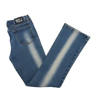 Watch L.A. Straight Leg Jeans Junior 9-10 Blue Heavy Whiskered‎ Faded Y2K USA